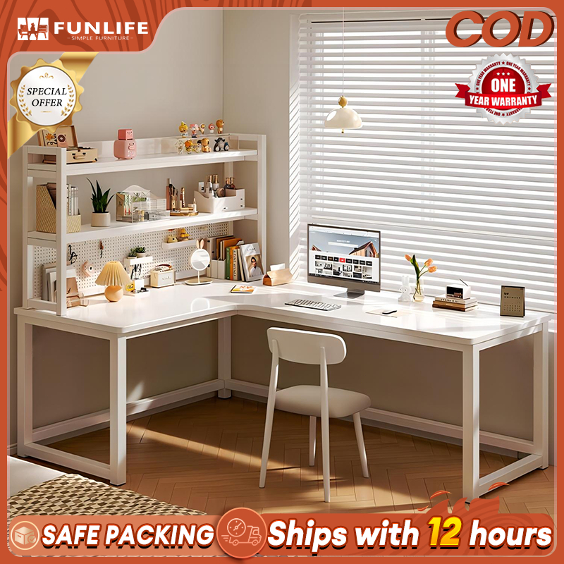 L Shape Table Wooden Corner Desk Office Table Study Computer Table ...