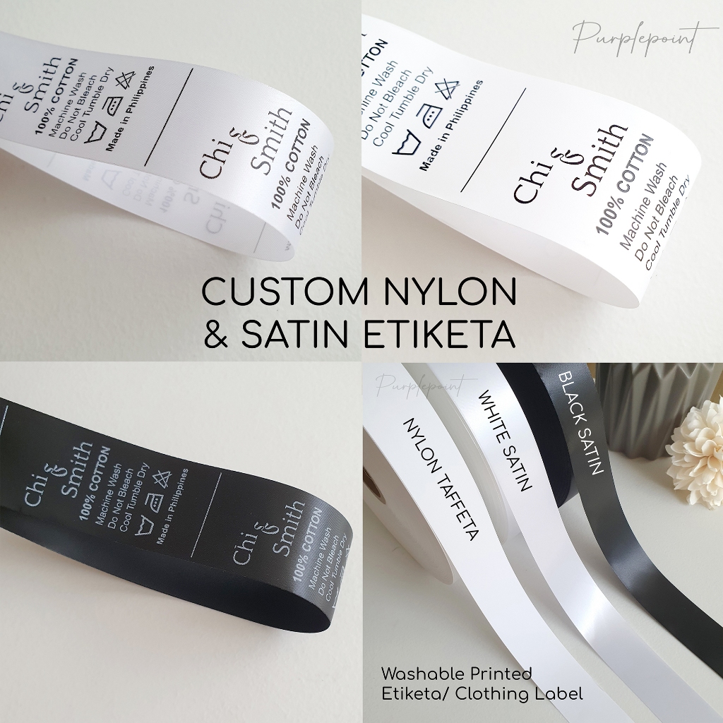 100PCS Custom Etiketa or Clothing Label Wash care Tags Nylon Taffeta ...