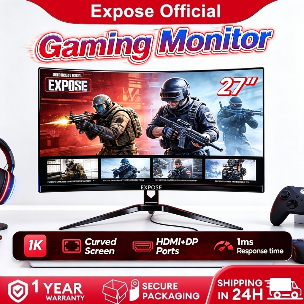 Expose Gaming Monitor 24 Inch curved Pc Monitor Desktop computer 27 ...