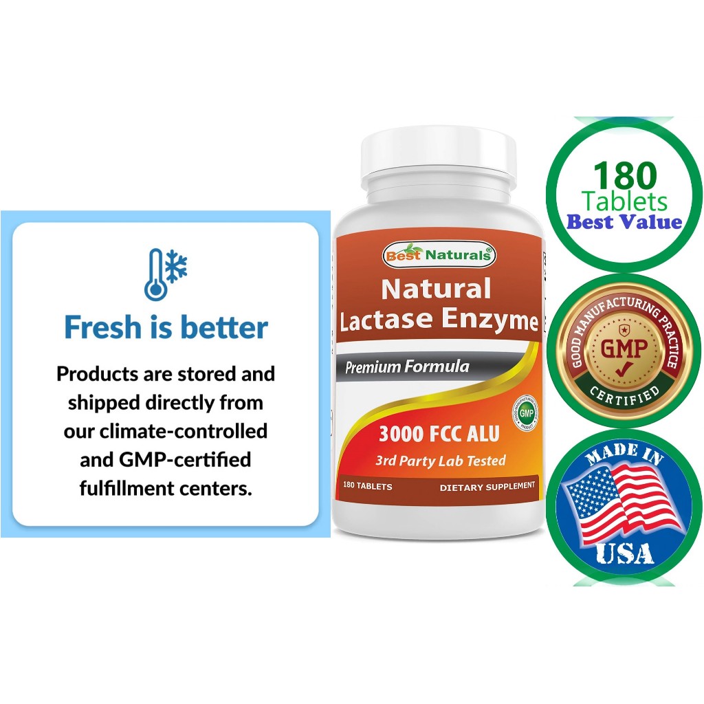 180 Tabs Fast Acting Lactase (Lactaid) - Lactose Intolerance, Digestion ...