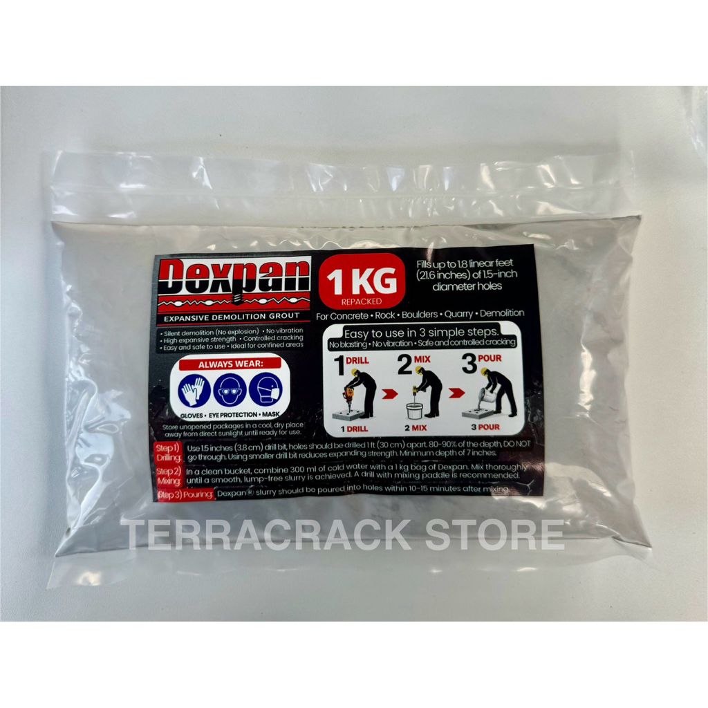 DEXPAN 1KG (REPACKED) for Rock Breaking, Concrete Demolition Removal ...