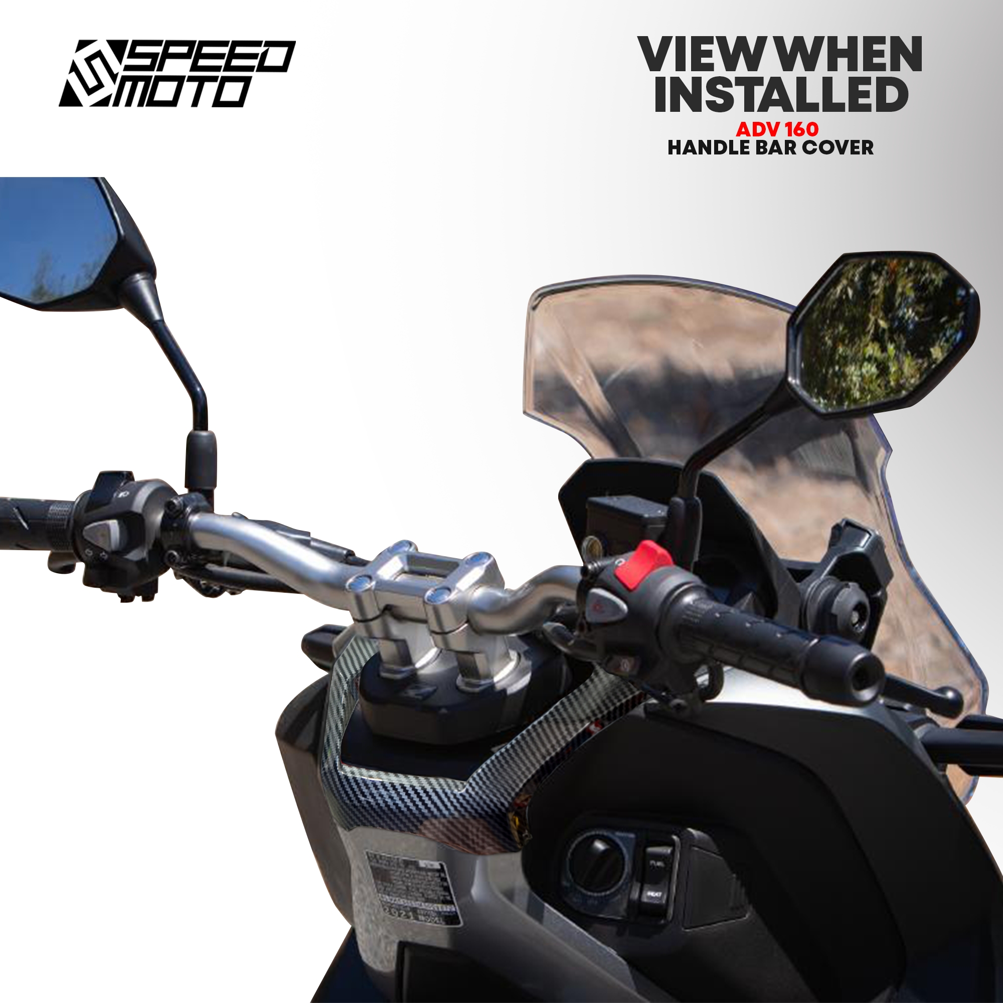 HONDA ADV 160 HANDLE BAR MOUNT COVER GLOSSY CARBON FOR ADV 160 ...