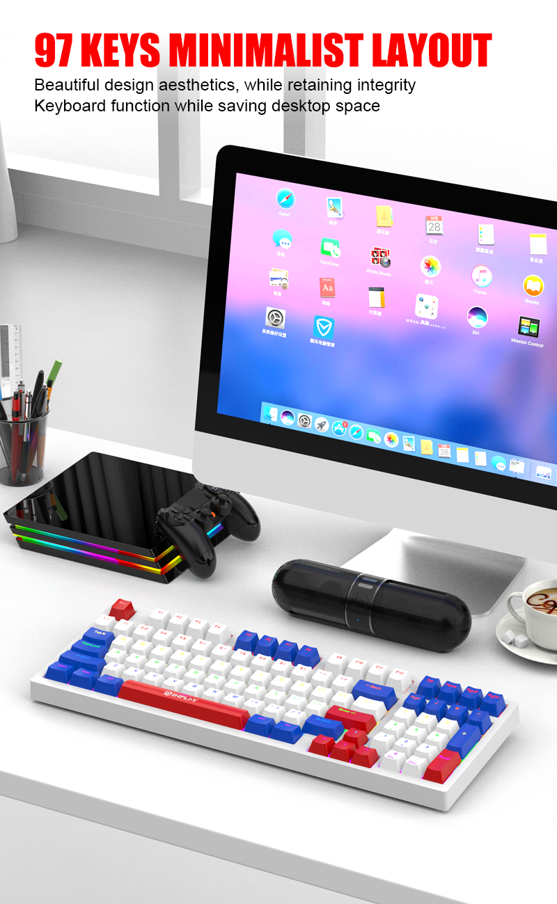 Inplay 97 Keys Mechanical Keyboard Hot Swappable Red Switch RGB Wired ...