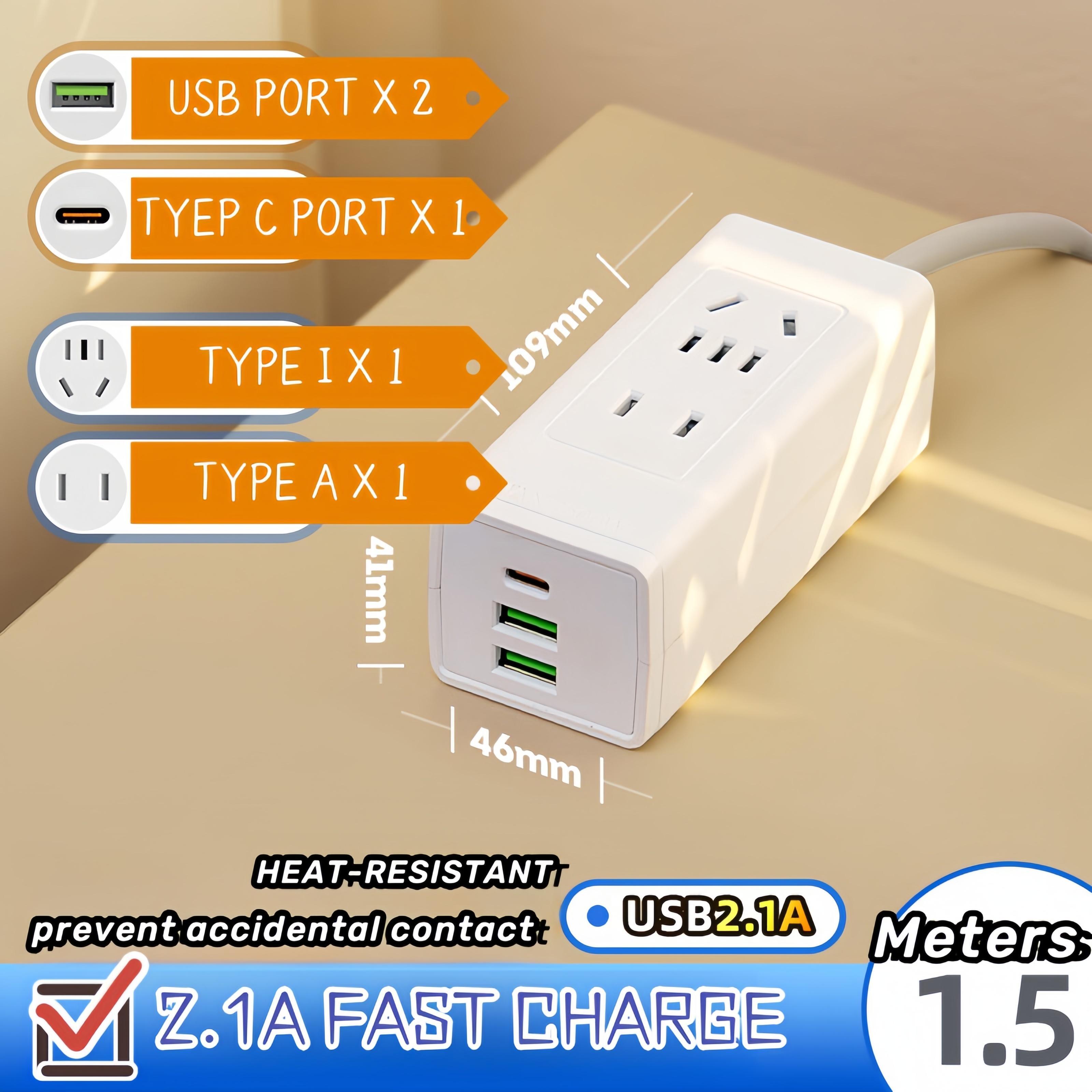 Zeus Portable Socket Hub Extension Multifunction Socket With 2 USB And ...