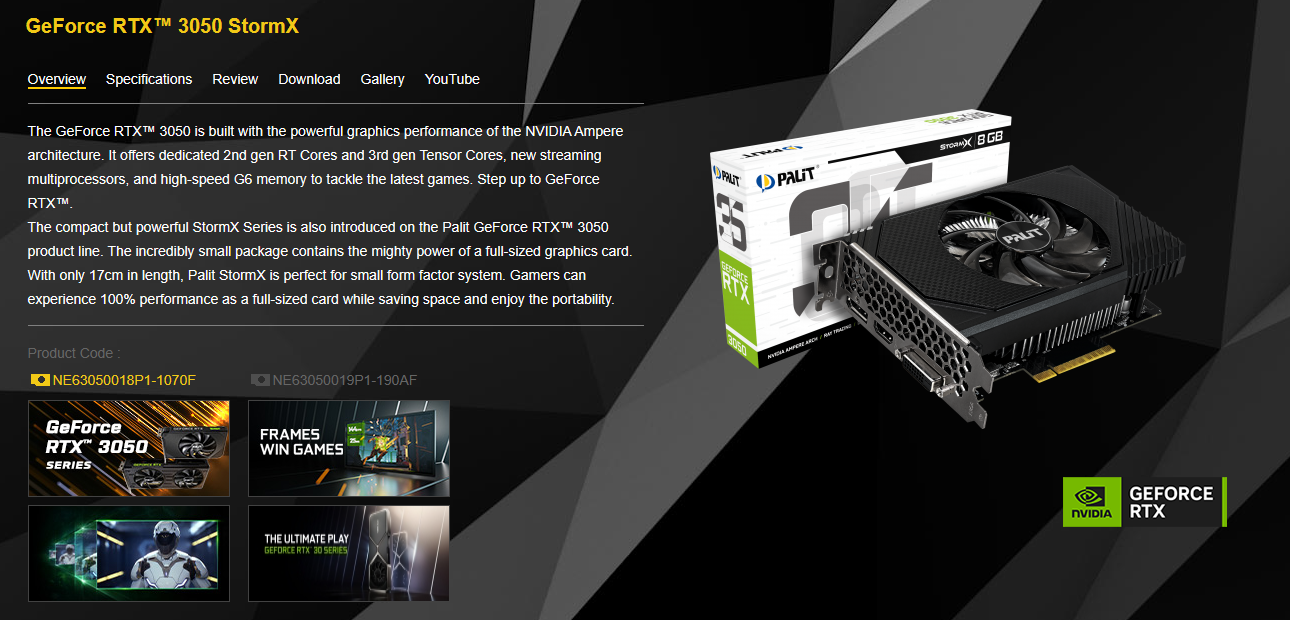 Palit Products - GeForce RTX™ 3050 StormX OC 