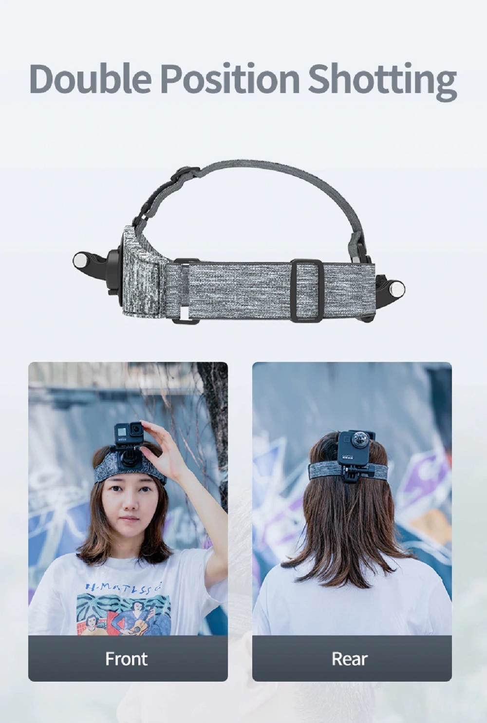 TELESIN Dual Mount Head Adjustable Harness Lycra Strap Front & Back for ...