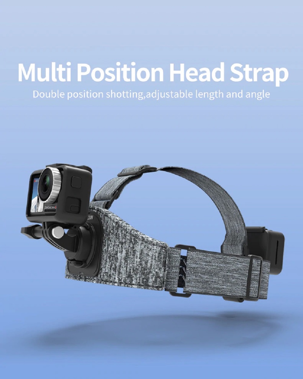 TELESIN Dual Mount Head Adjustable Harness Lycra Strap Front & Back for ...
