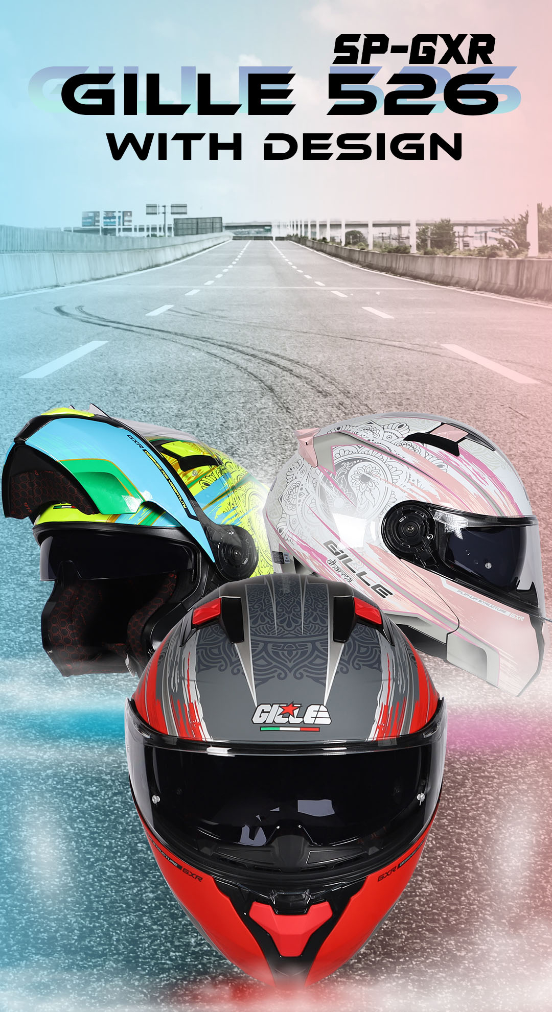 Gille Helmet SH-526 SP-GXR Modular Motorcycle Modular Helmet Dual Visor ...