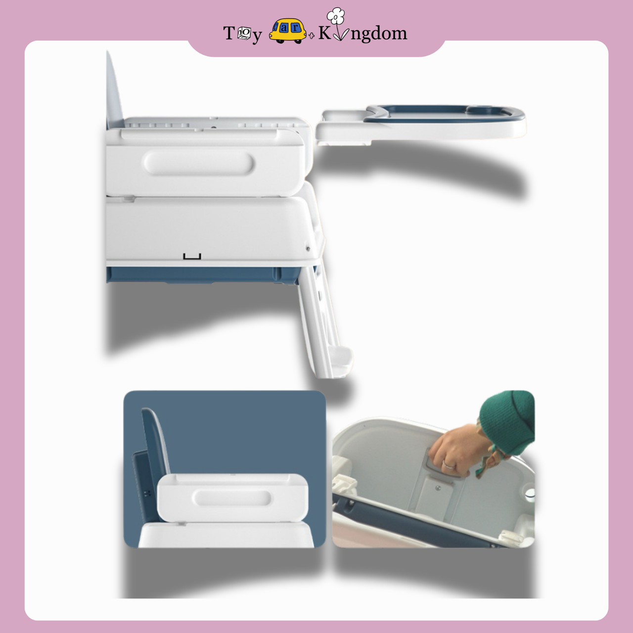 Convertible Table Baby High Chair Foldable Multiuse With Wheels