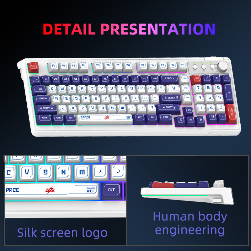 Zeus K-99 98-Key Wired Gaming Keyboard Mecha Gundam Style Mechanical ...