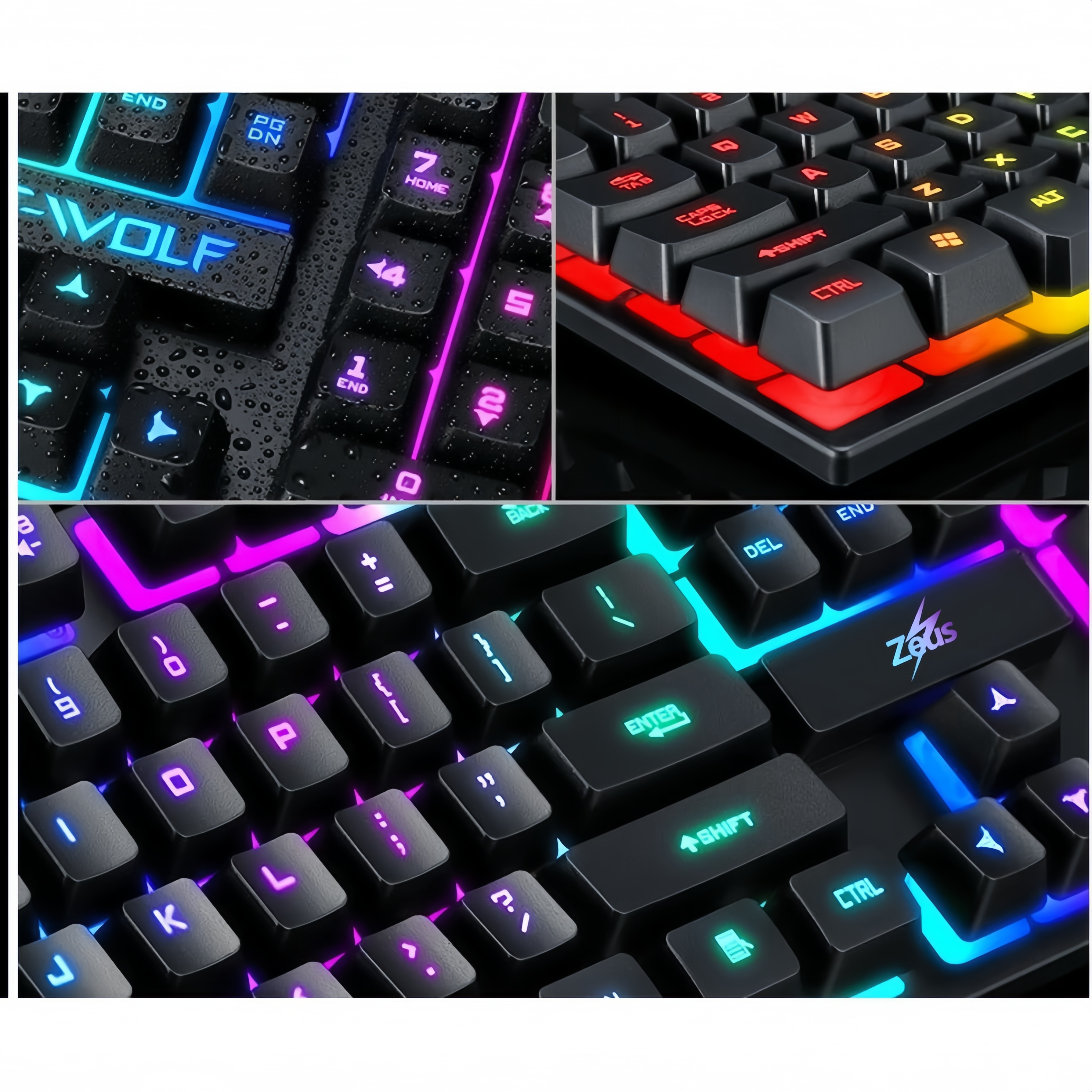 Zeus K001 - LED Backlight Wired Gaming Keyboard And Mouse Bundle Plug ...