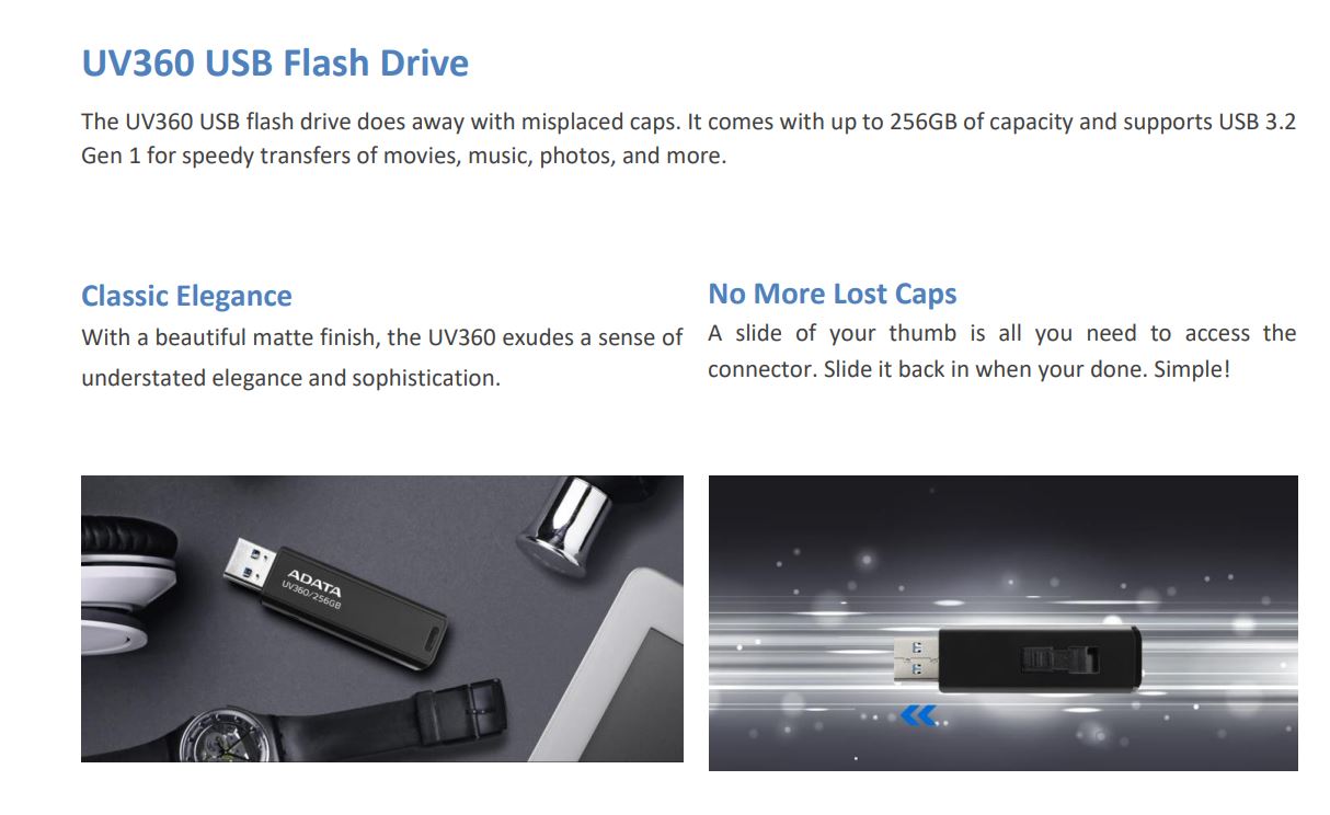 Itw | Adata USB Flash Drive UV360 128GB USB 3.2 Gen1 Black (AUV360-128G ...