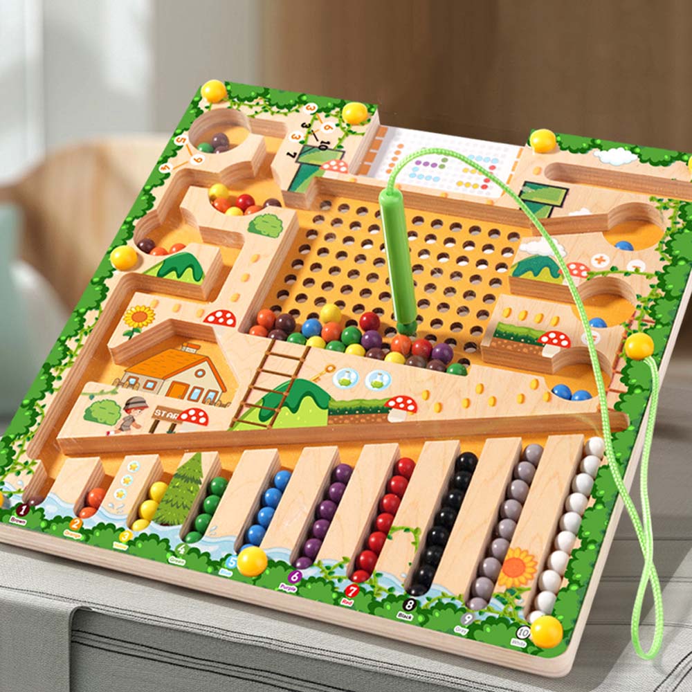 Wooden Magnetic Color and Number Maze Board,Montessori Fine Motor Skill ...