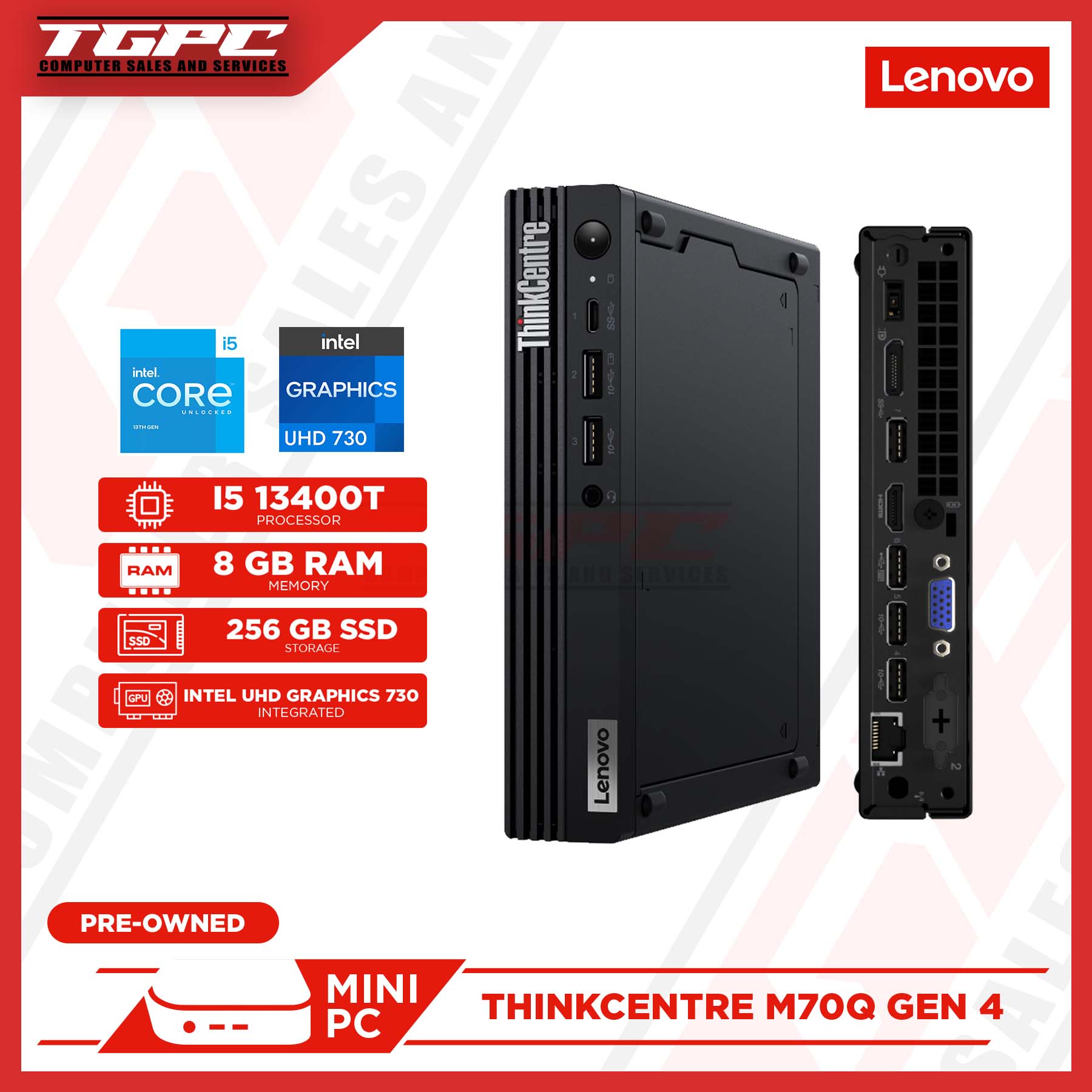 TGPC / MiniPC / Lenovo ThinkCentre M70q Gen 4 / i5 13th Gen / 8GB RAM