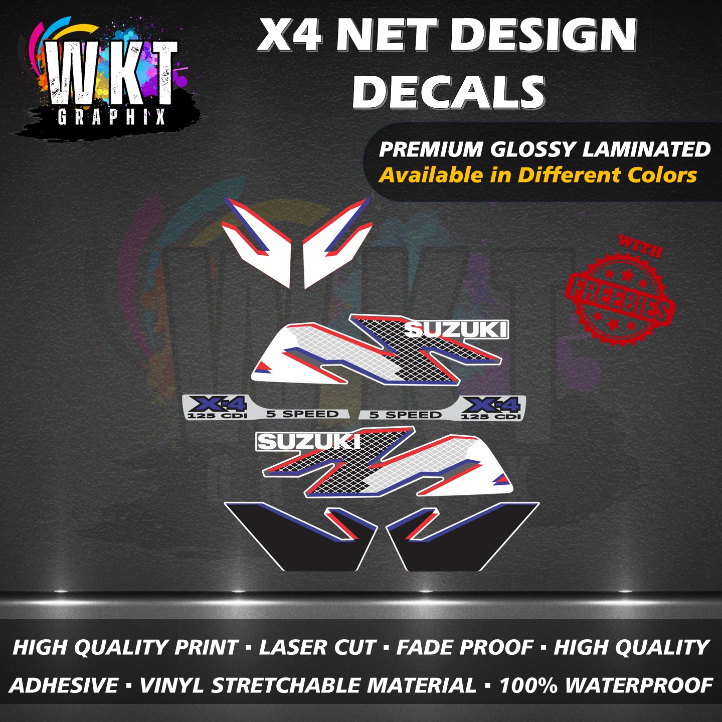 SUZUKI X4 NET DESIGN DECALS STICKER (WATERPROOF, LAMINATED, FADE PROOF ...