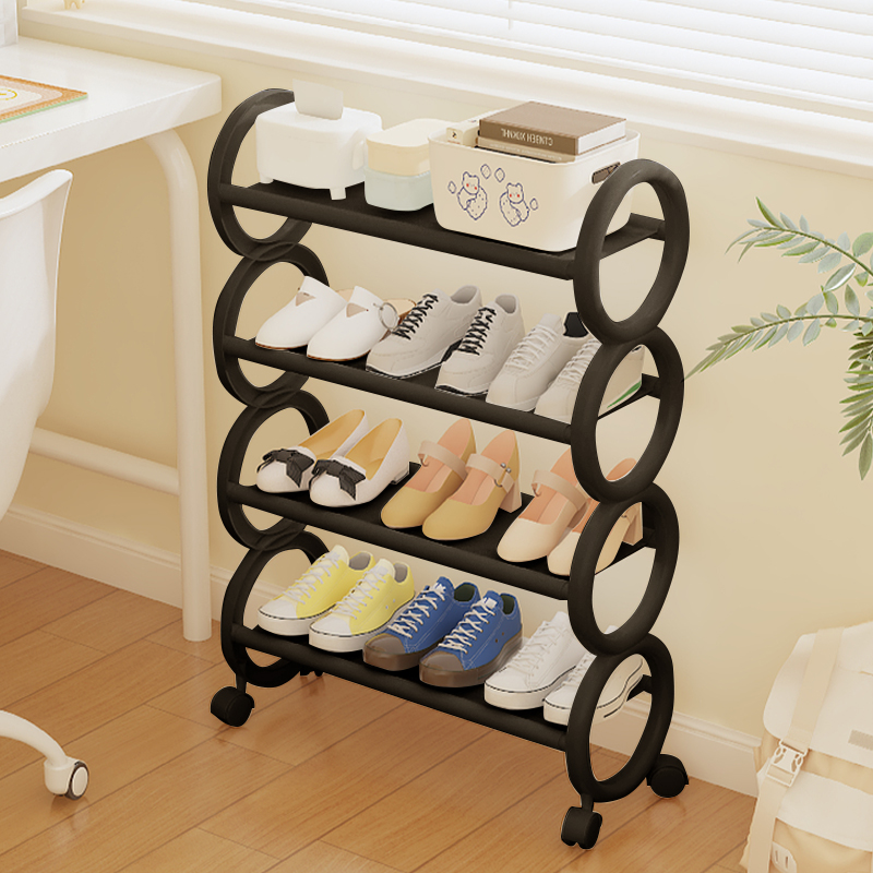 Talmf 4 Layers Simple Shoe Rack With Wheels Home Stand Shoe Shelf ...
