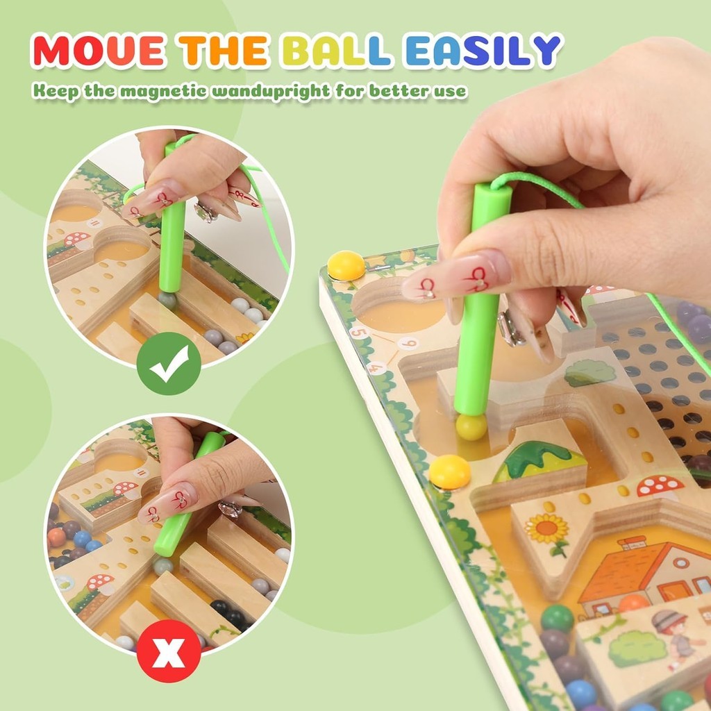 Wooden Magnetic Color and Number Maze Board,Montessori Fine Motor Skill ...