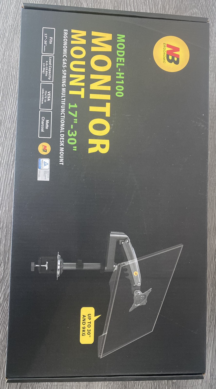 North Bayou NB H100 Single Monitor Desktop Mount Full Swing Adjustable