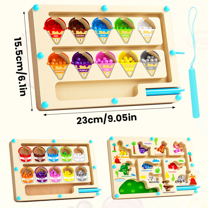 Early Education wooden Toy Magnetic Color Sorting Board and Number Maze ...