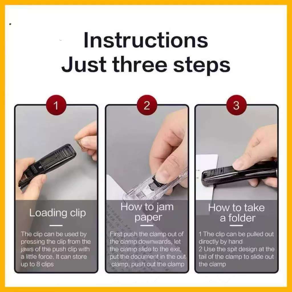 YouAimi Metal Clam Push clip Stapler Portable Push Clamp Paper Binder ...