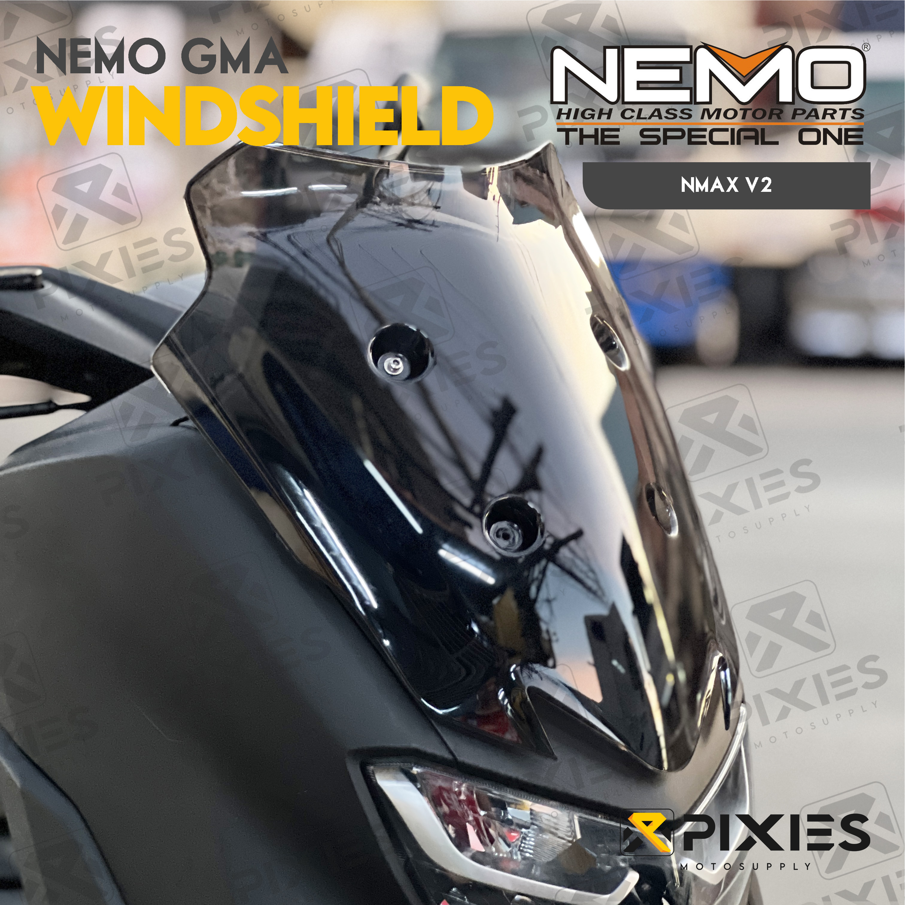 NEMO CLEAR WINDSHIELD SMOKED WINDSHIELD BLACK VISOR FOR YAMAHA NMAX V2 ...