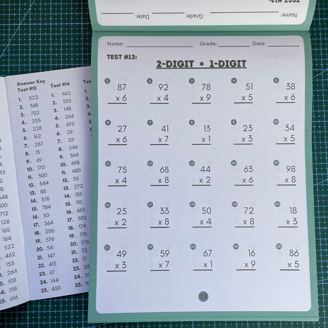 Grade 1, 2, 3, 4, 5, 6 - MATH WORKBOOK - Multiplication Practice - 1850 ...