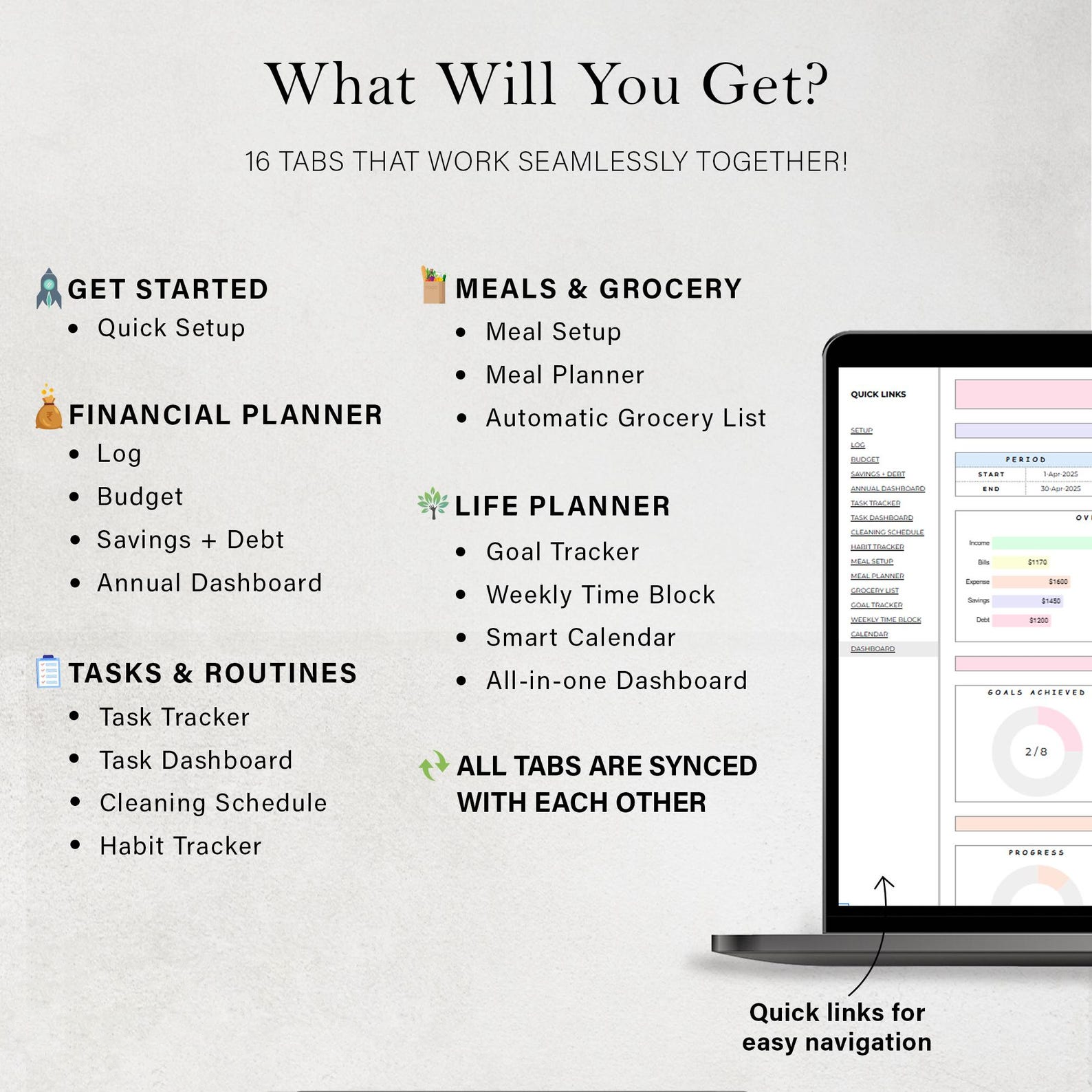 ADHD Digital Planner Google Sheets Digital Productivity Spreadsheet ...