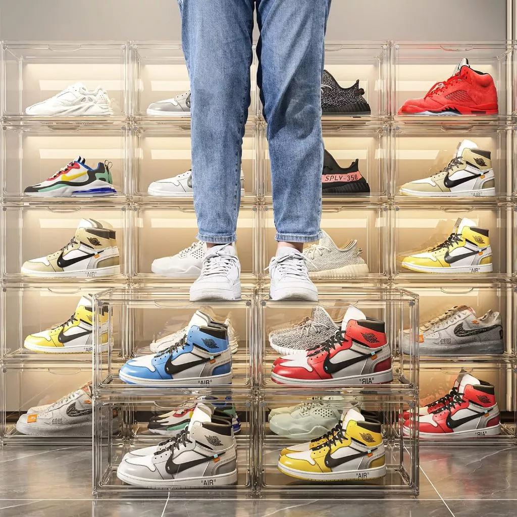 Acrylic Shoe Box Stackable Magnetic Shoe Rack Transparent Storage Box ...