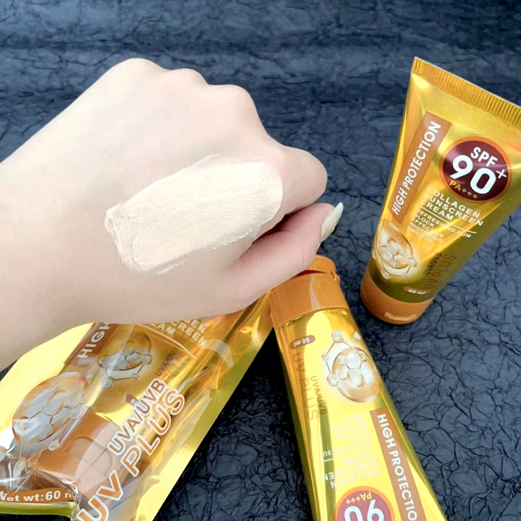 collagen Sunscreen Cream SPF 90+ Sunblock Lotion Refreshing Sun Block ...