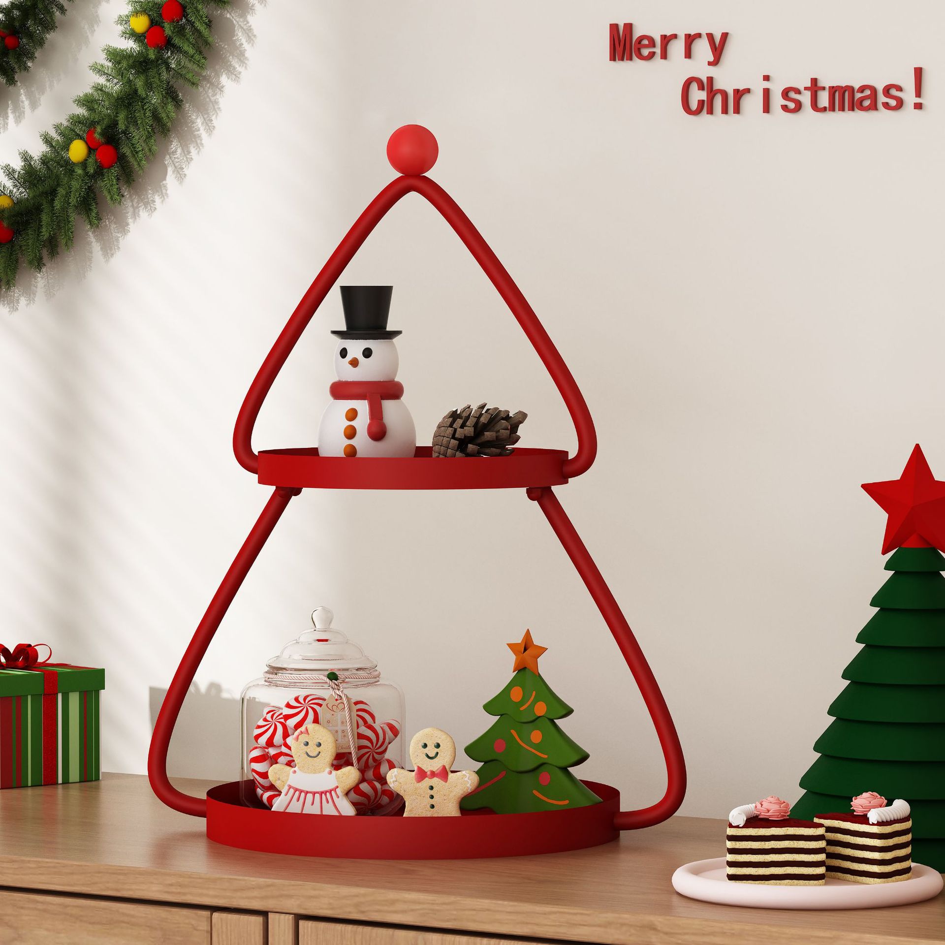 Europen style Christmas Tree Desktop Storage Rack Potted Plant Display ...