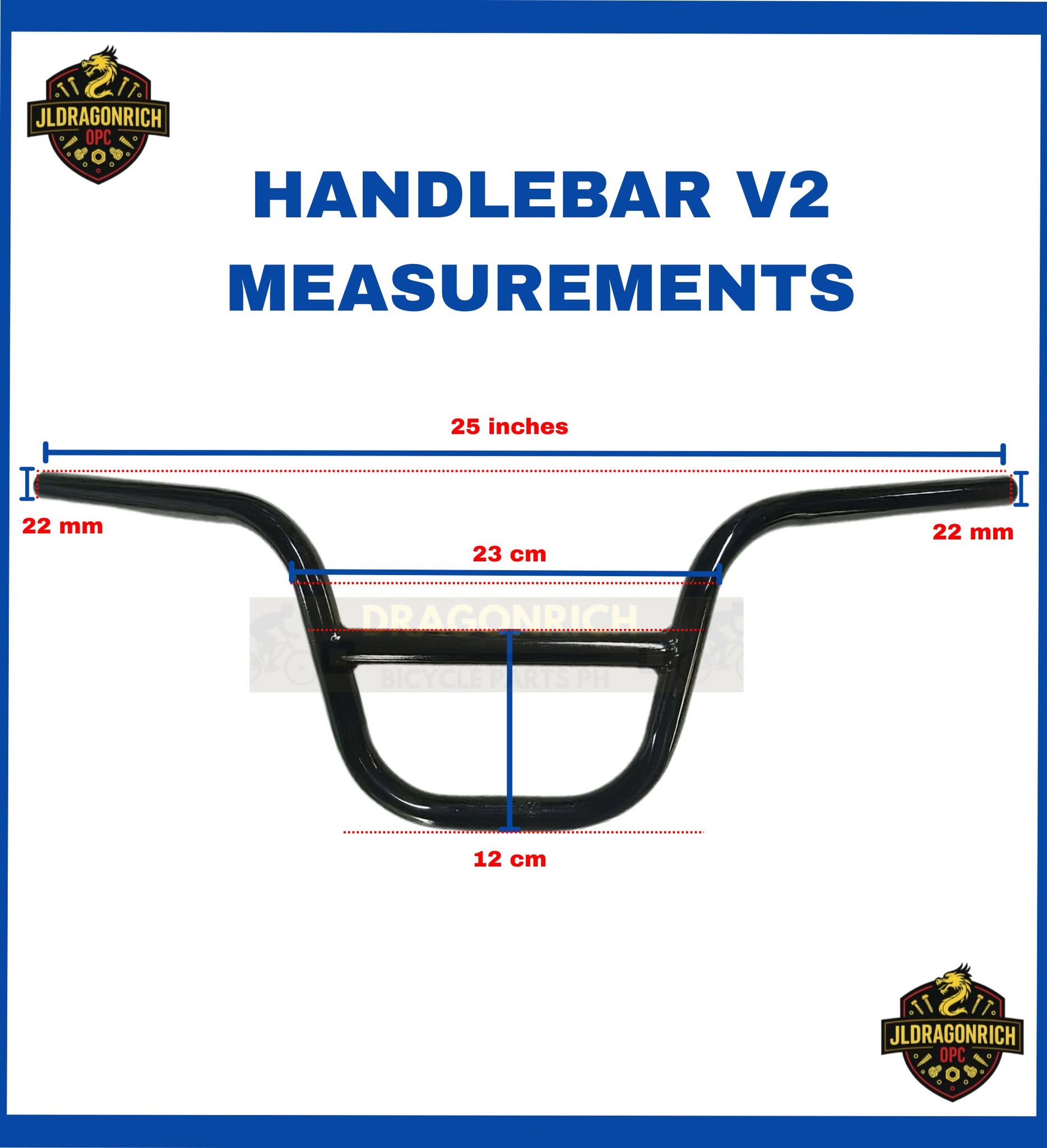 BMX Bicycle Haro Handlebar: Blue, Black, & Red - Bike Handle Post ...
