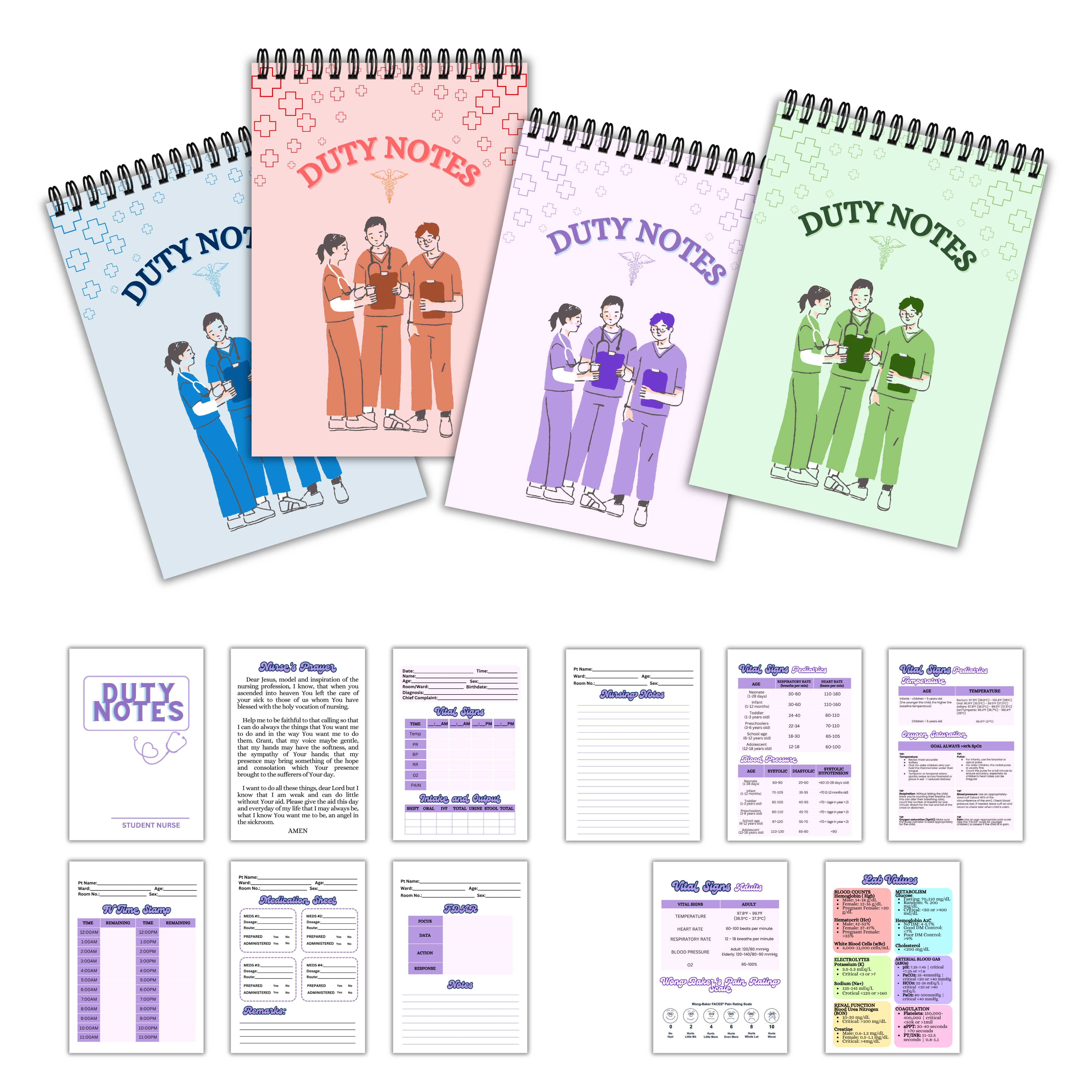 Nursing / Medical Students Duty Notes for Vital Sign Taking, I & O, IV ...