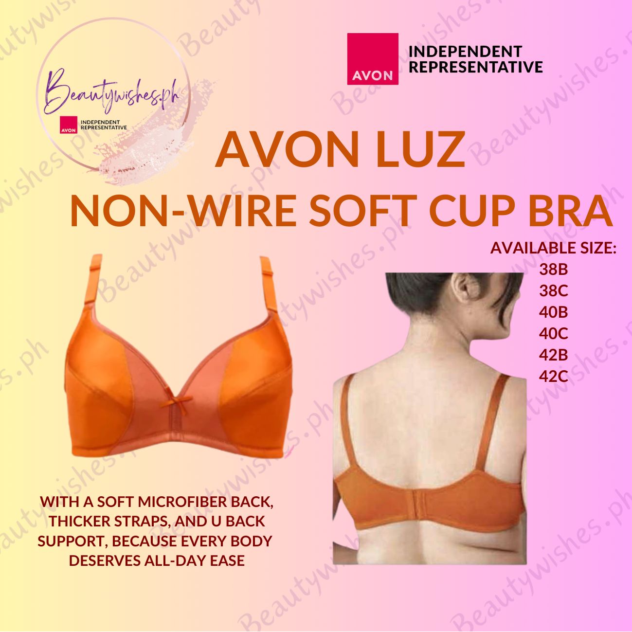 AVON BRA EVERY DAY COMFORT NON-WIRE SOFT CUP - LUZ / MITZ BIGGER SIZE ...