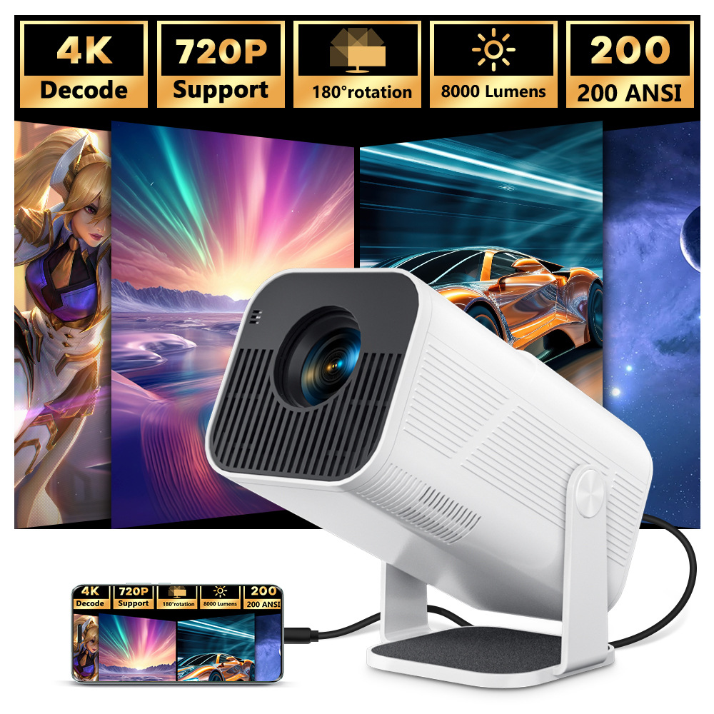 HY500 Smart Projector 4K Mini Projector HD 1080P Portable Projector for ...