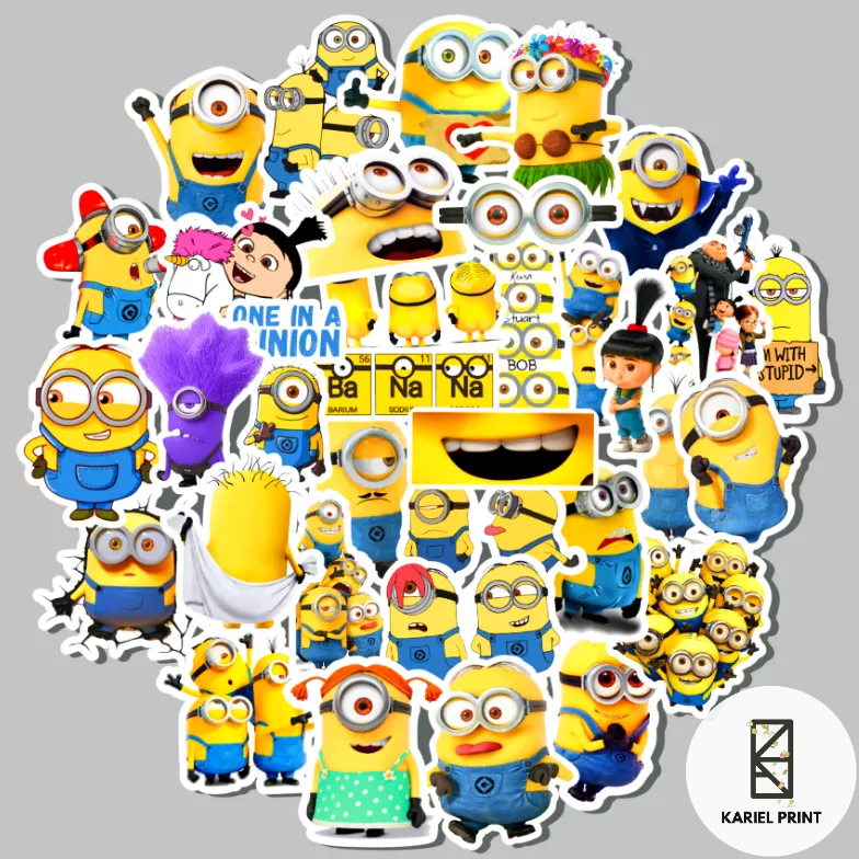 Minion Despicable Me Themed 34pcs Waterproof Matte Laminated Stickers ...