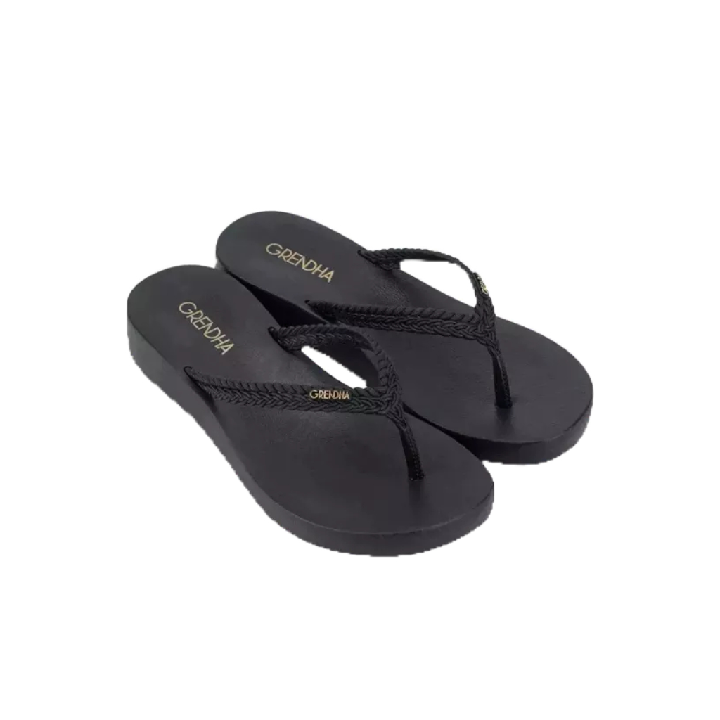 Grendha Comfort Plat Fem Black Women's Wedge Sandals | Shopee Malaysia