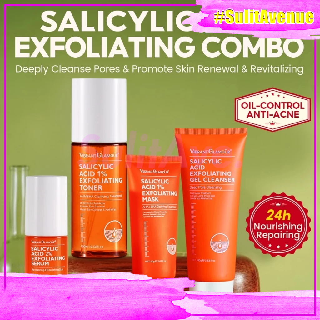 VIBRANT GLAMOUR Salicylic Acid Exfoliating 4 Pcs Set AHA+BHA 2% ...