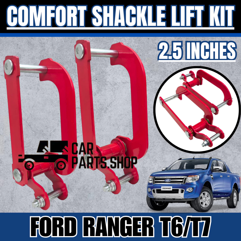 OAPC FORD RANGER T6/T7 COMFORT SHACKLE 2.5INCH LIFT KIT SET RED (11731 ...