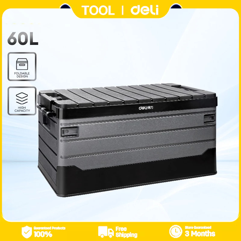 Deli 35L/60LFolding Storage Box Single-layer Eco-friendly PP(Black ...