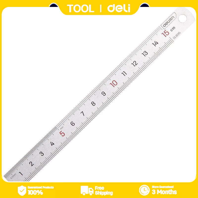 deli DL8015 Steel Ruler (Silver)(handle) | Shopee Malaysia