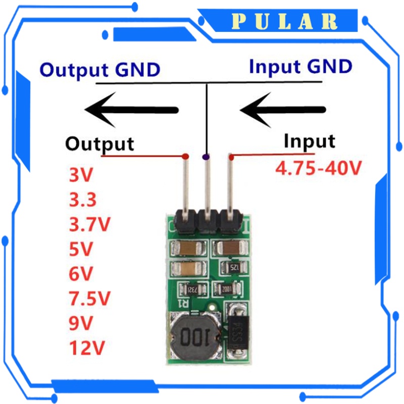 DD4012SA 1A DC 5-40V to 3V 3.3V 3.7V 5V 6V 7.5V 9V 12V PLR Regulator DC ...