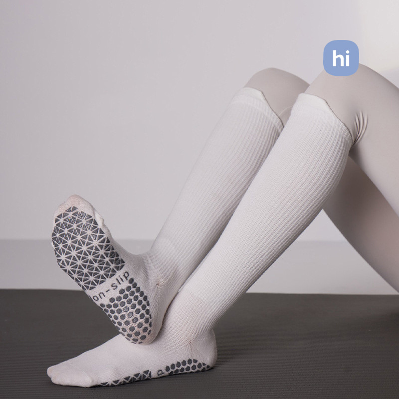 New Round Head Yoga Socks Anti Slip Professional Women'S Long Tube