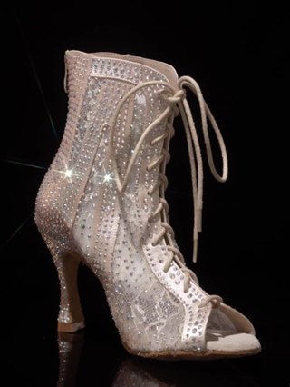 Fashion High Top Dance Boots Lace Diamond Dance Shoes Women's Balloom ...