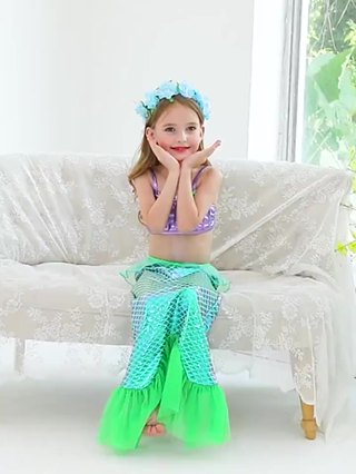 Mermaid Gown for Kids Girl Mermaid Theme Dress Ruffle Mermaid Skirt ...
