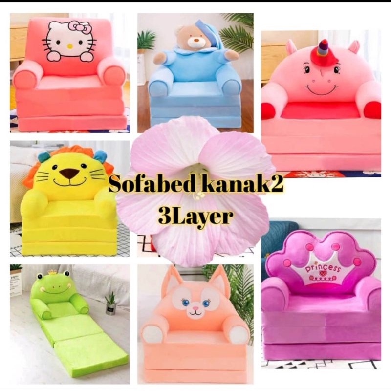 Sofabed Kanakkanak 3 Layer Children Baby Sofa Cute Cartoon Foldable