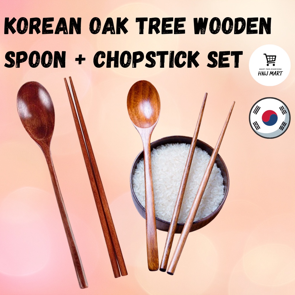 Korean Oak Tree Wooden Spoon & Chopstick Set Korean Spoon Chopstick