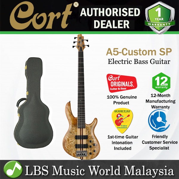 Cort A5 Custom SP 5 String Double Cutaway Spalted Maple Top Electric ...
