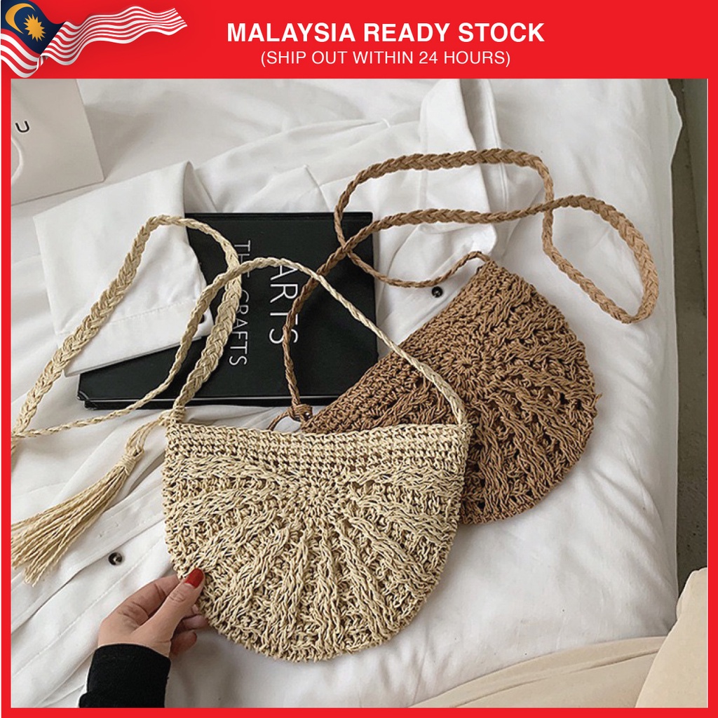 Summer Beach Bag Casual Shoulder Bag Woven Straw Bag Rattan Bag Straw ...