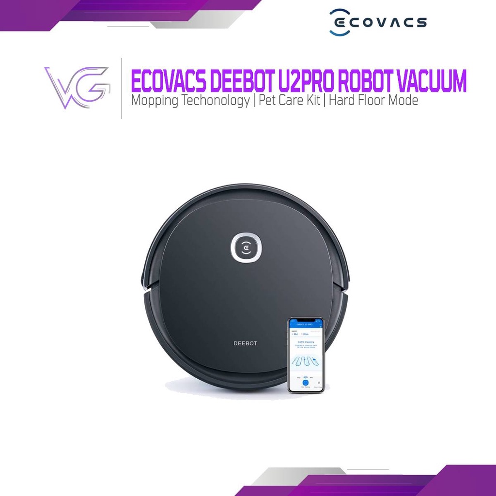 ECOVACS DEEBOT U2 PRO Robot Vacuum Cleaner Scrubber for Pet Owners
