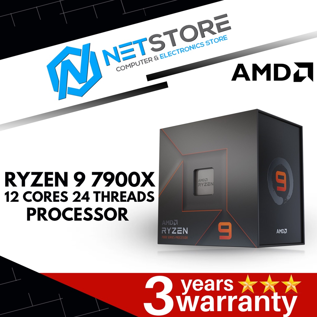 AMD Ryzen 9 7900X with Radeon Graphics, 12 Core Processor, 24